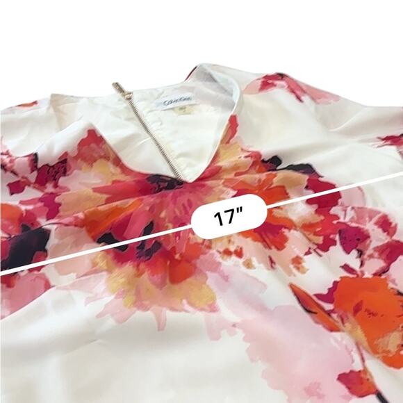 Calvin Klein V-Neck Tulip Sleeve Red and Orange Floral dress NEW Size 2 - Picture 10 of 13